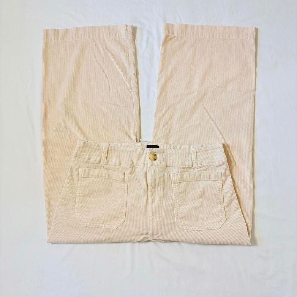 Maeve by Anthropologie, size 34 Cream corduroy wide-leg The Collette trousers